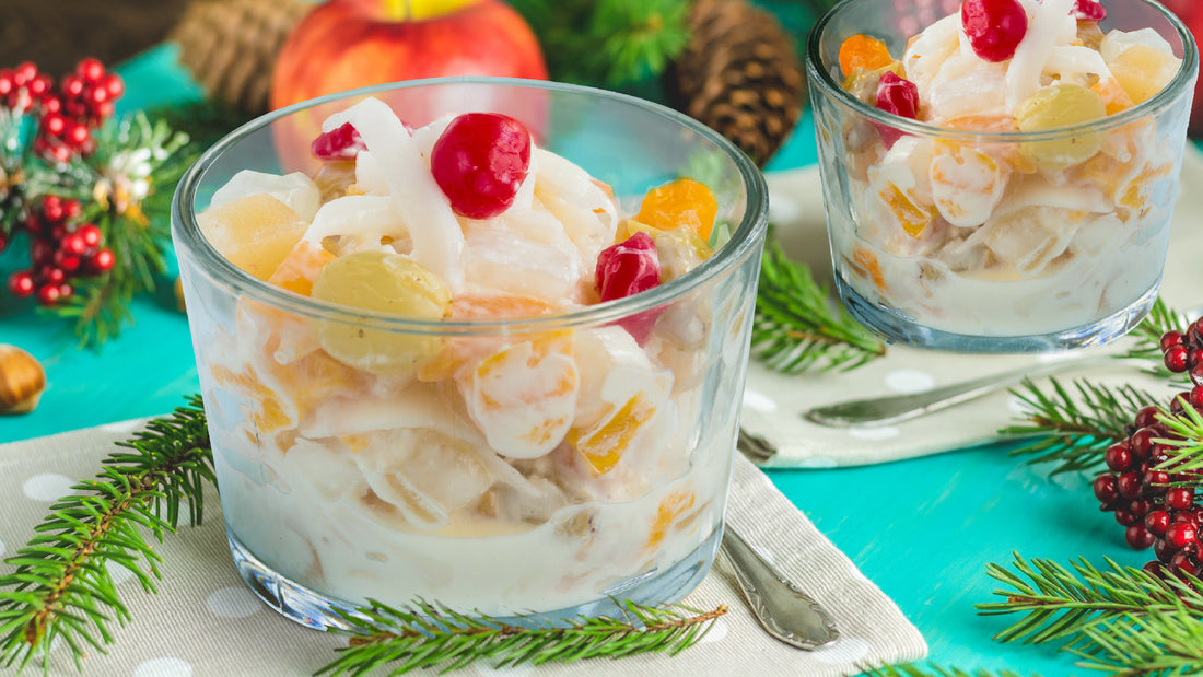 Ensalada de frutas con aderezo de coco